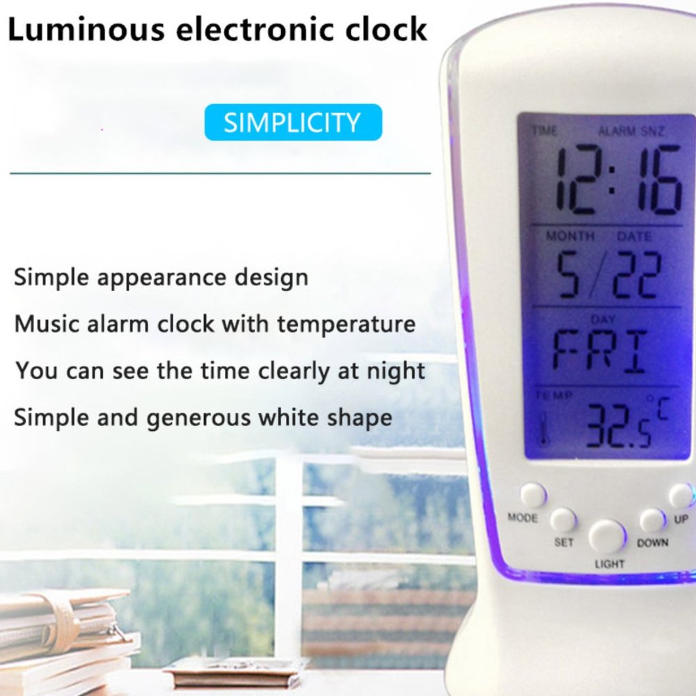 New! Music Alarm Lazy Electronic Alarm Clock Date Temperature 510 Alarm Clock!!!
